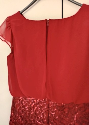 Bordo Uzun Abiye Elbise, Dökümlü, Kolsuz - Görsel 5