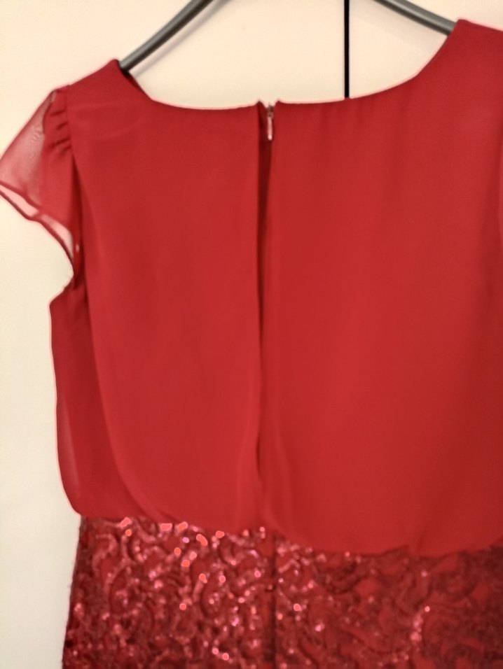 Bordo Uzun Abiye Elbise, Dökümlü, Kolsuz - Görsel 5