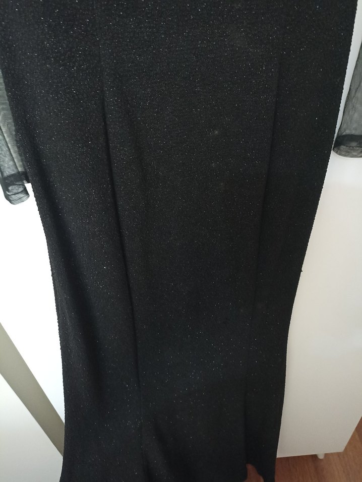 Uzun Kollu Siyah Abiye  Kadın Elbise - Görsel 5