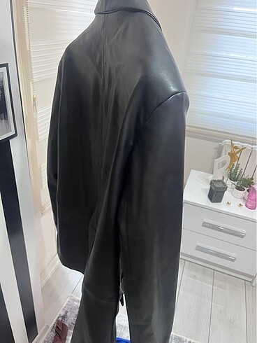 l Beden Sorunsuz baya kaliteşi derisi oversize blazer