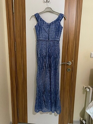 m Beden mavi Renk Işıltılı abiye elbise