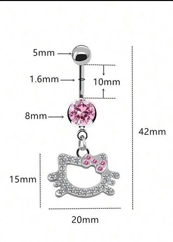 Accessorize Pembe Parlak Taşlı Göbek Piercingi