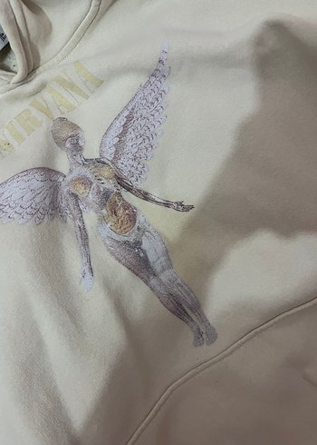 Bej Kapüşonlu Baskılı Sweatshirt - Görsel 3