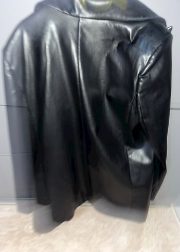 Siyah blazer Deri Kadın Ceket, Düğmeli, Ofis Şıklığı - Görsel 9