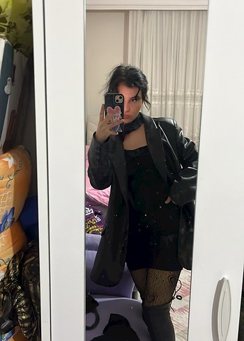 Siyah blazer Deri Kadın Ceket, Düğmeli, Ofis Şıklığı - Görsel 11