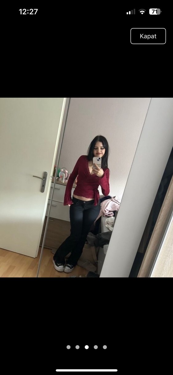 Bordo Dantel Detaylı Uzun Kollu Bluz - Görsel 3