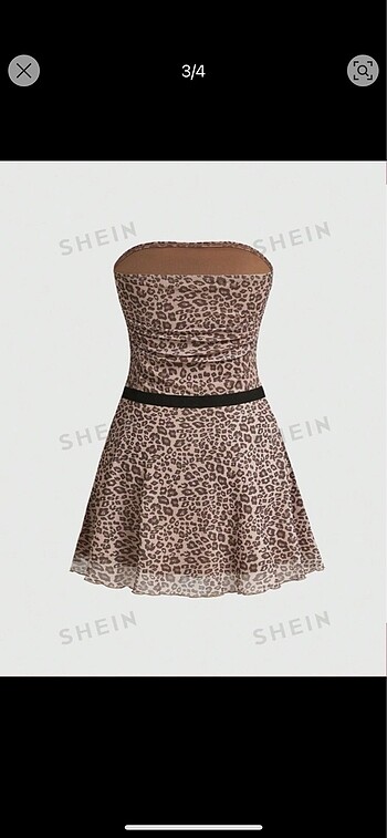Sheinside Shein leopar desenli kısa elbise