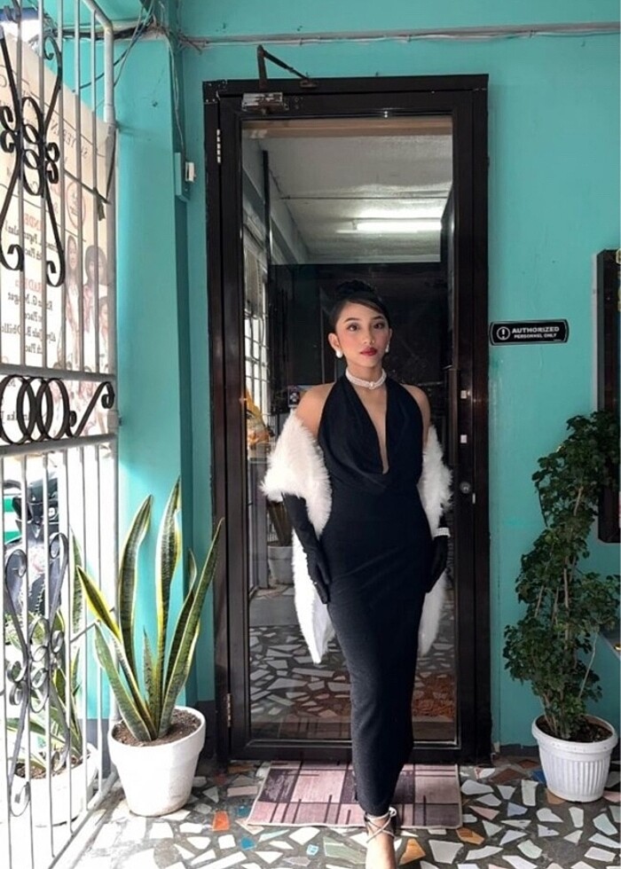 Lacivert ışıltılı uzun elbise - Görsel 2