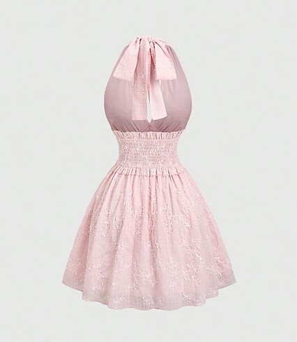 Sheinside Pembe boydan bağlamalı kısa elbise
