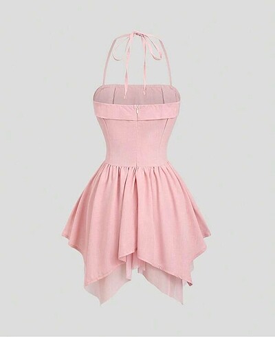 Sheinside Pembe ipli bağlamalı kısa elbise
