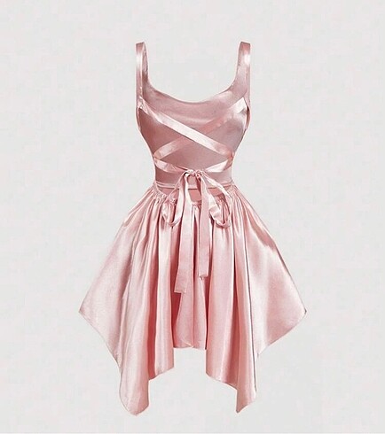 Sheinside Pembe saten kısa elbise