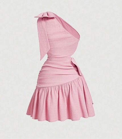 Sheinside Pembe tek omuz kısa elbise