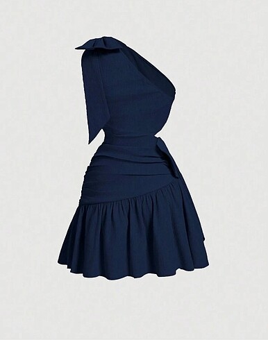 Sheinside Lacivert tek omuz kısa elbise
