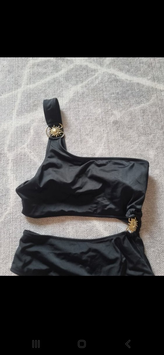 Tokalı Siyah Straplez Mini Mayo - Görsel 3