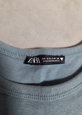 Zara Yesilimsi Mavi Kısa Kollu Basic Kadın Tişört