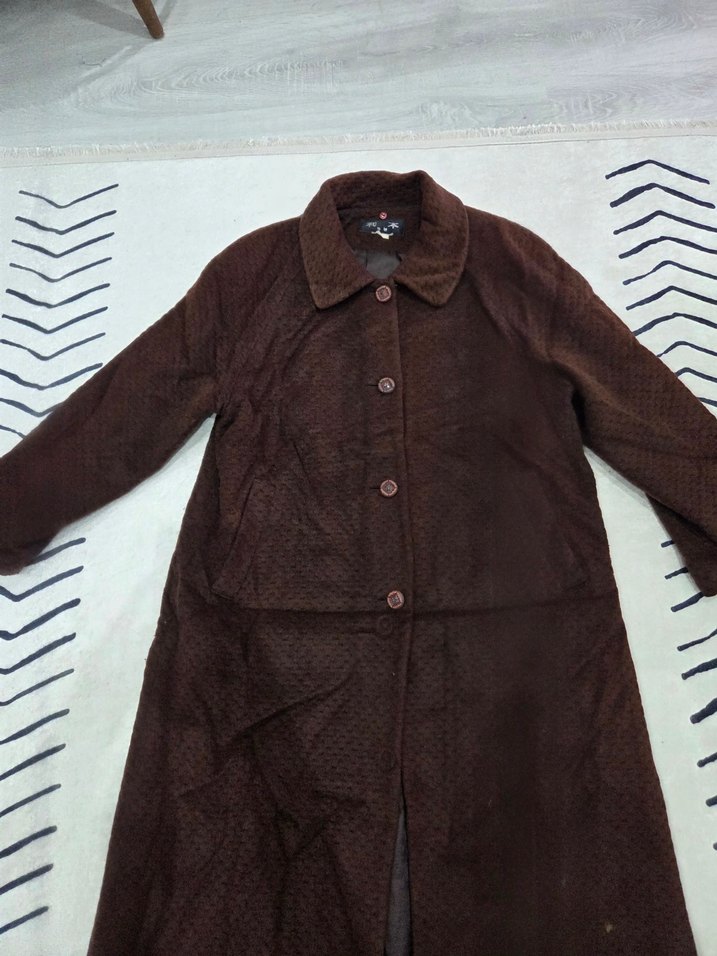 Kahverengi Uzun Süet Kadın Kaban - Görsel 2