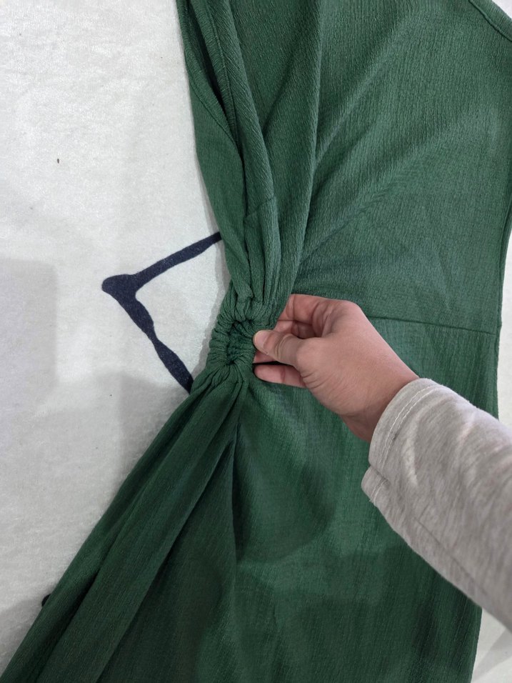 Yeşil Tek Omuz Drapeli Uzun Elbise - Görsel 4