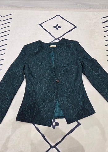 Kadın yesil Desenli Blazer Ceket - Görsel 2