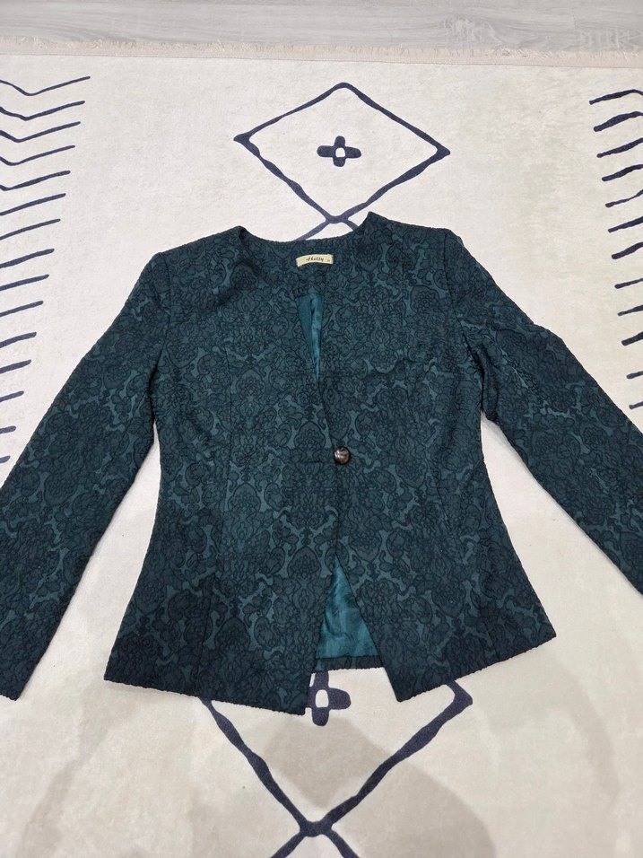 Kadın yesil Desenli Blazer Ceket - Görsel 2