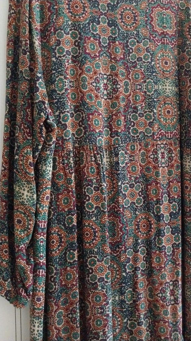 Bohem Desenli Uzun Kollu Kadın Elbise - Görsel 2