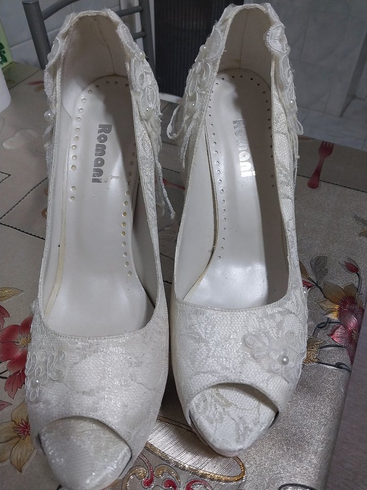 Narin İşlemeli krem Topuklu Gelin Ayakkabısı ve çanta - Görsel 5
