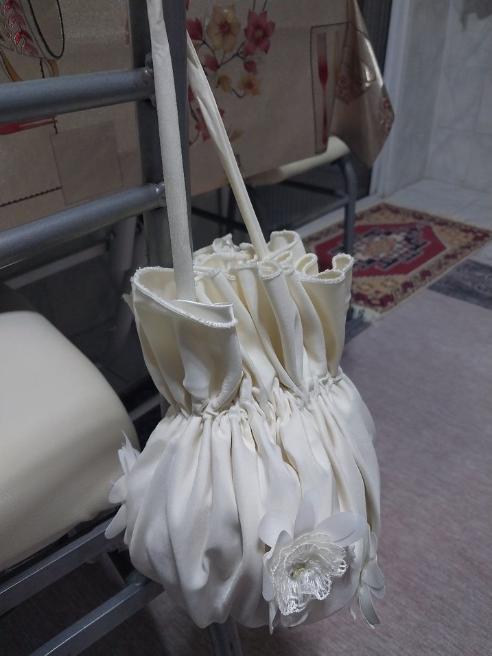 Narin İşlemeli krem Topuklu Gelin Ayakkabısı ve çanta - Görsel 3