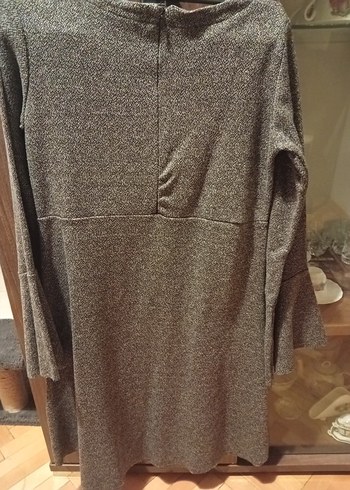 Gri Nakışlı Uzun Kollu Triko Kadın Elbise - Görsel 2