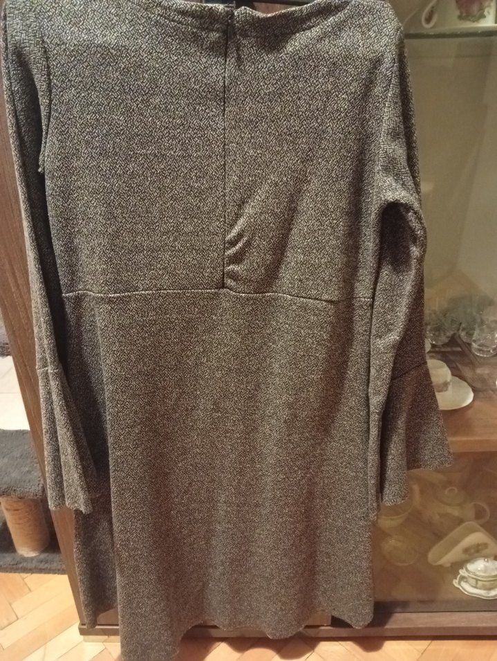 Gri Nakışlı Uzun Kollu Triko Kadın Elbise - Görsel 2