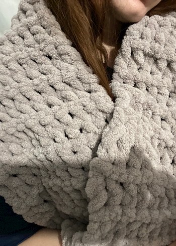  Beden Taş rengi puffy atkı / şal