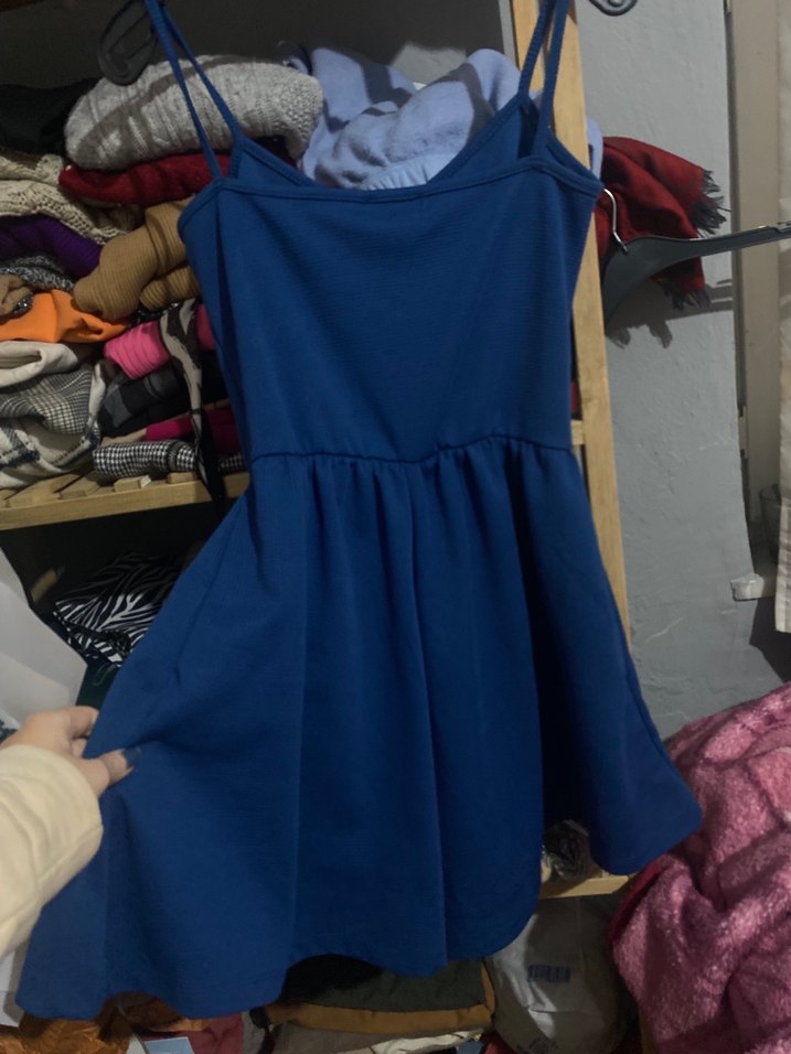 Kadın lacivert Askılı, şortlu Mini Tulum - Görsel 3