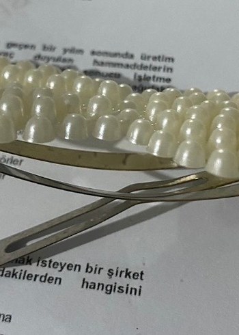 Beyaz Boncuklu Kadın Saç Aksesuarı - Görsel 3
