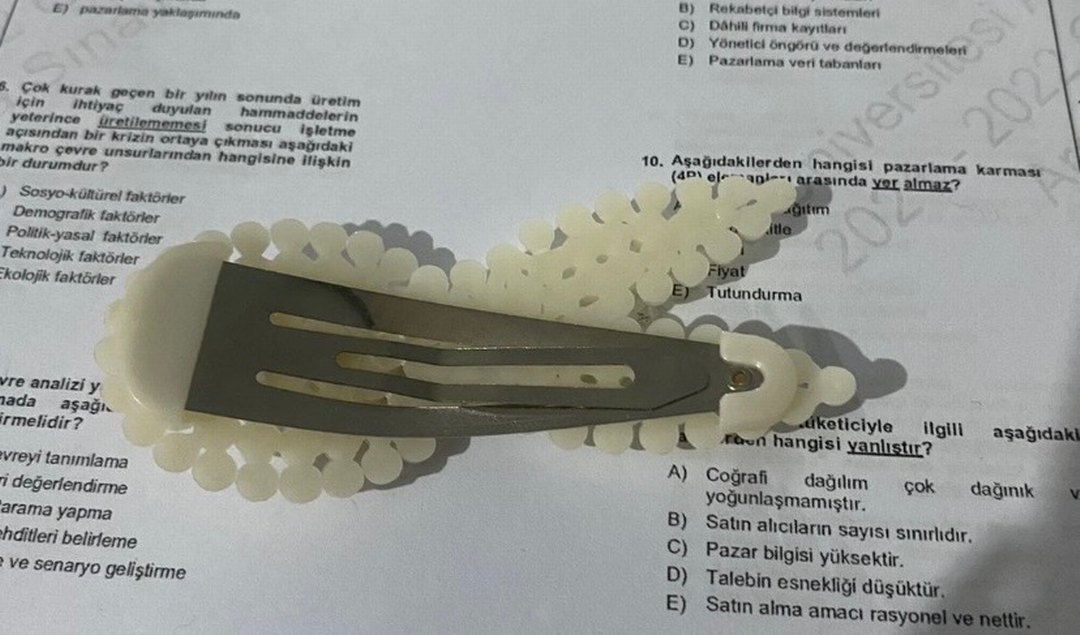 Beyaz Boncuklu Kadın Saç Aksesuarı - Görsel 2