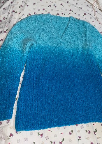 Mavi V yaka Pinterest Kadın Kazak - Görsel 5