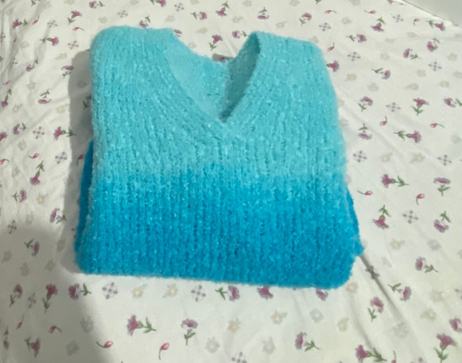 Mavi V yaka Pinterest Kadın Kazak - Görsel 2