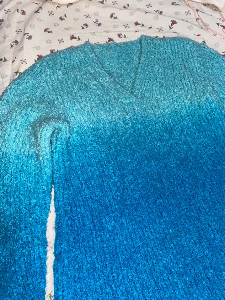 Mavi V yaka Pinterest Kadın Kazak - Görsel 3