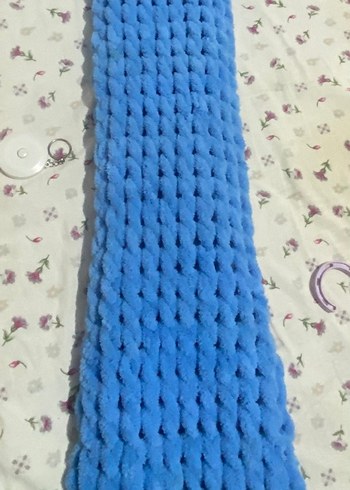 Mavi - lacivert çift renk Örgü Kadın atkı - Görsel 5