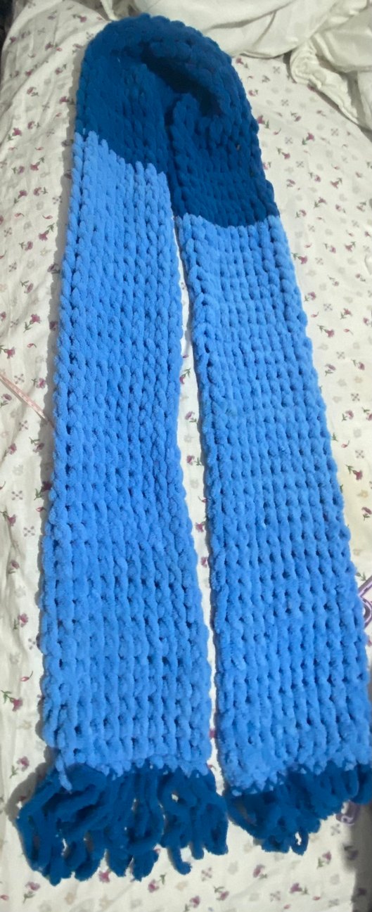 Mavi - lacivert çift renk Örgü Kadın atkı - Görsel 3