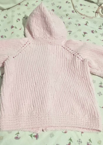 Kız Çocuk Pembe Kapüşonlu Triko Hırka - Görsel 5