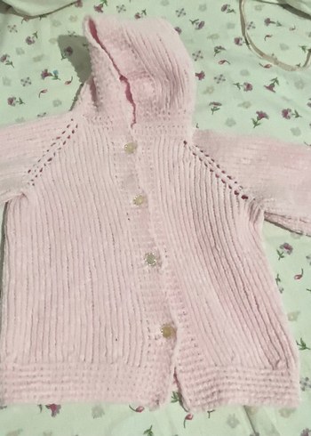 Kız Çocuk Pembe Kapüşonlu Triko Hırka - Görsel 3