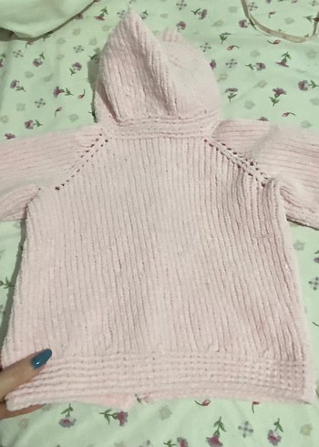 Kız Çocuk Pembe Kapüşonlu Triko Hırka - Görsel 6