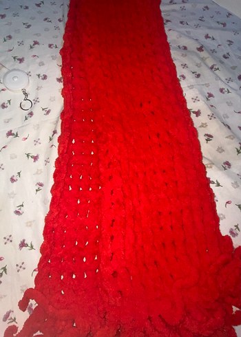 Kırmızı puffy kadın atkı kalın ve geniştir uzundur - Görsel 13