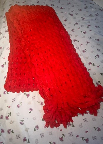 Kırmızı puffy kadın atkı kalın ve geniştir uzundur - Görsel 7