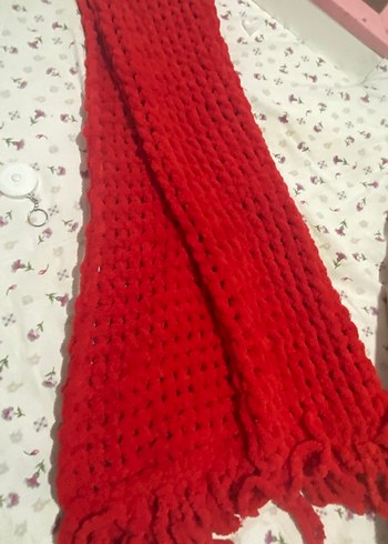 Kırmızı puffy kadın atkı kalın ve geniştir uzundur - Görsel 2