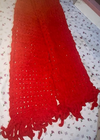 Kırmızı puffy kadın atkı kalın ve geniştir uzundur - Görsel 9