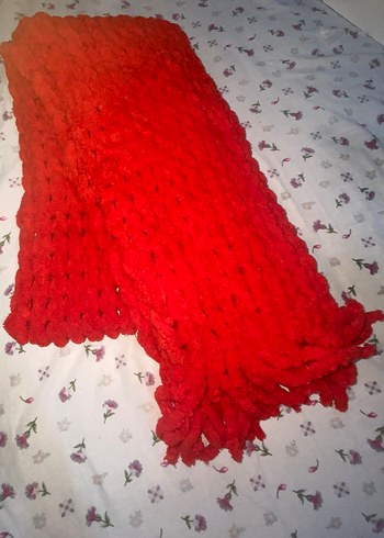 Kırmızı puffy kadın atkı kalın ve geniştir uzundur - Görsel 6