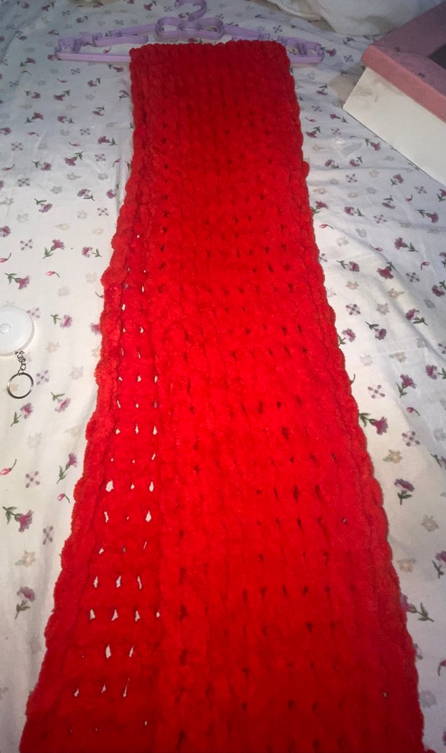 Kırmızı puffy kadın atkı kalın ve geniştir uzundur - Görsel 4