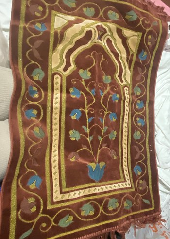 Koyu Kahverengi Nakışlı Geleneksel seccade - Görsel 7