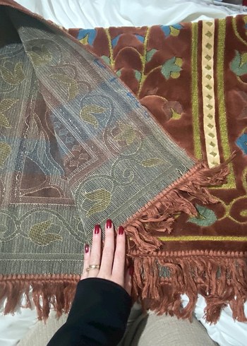 Koyu Kahverengi Nakışlı Geleneksel seccade - Görsel 6