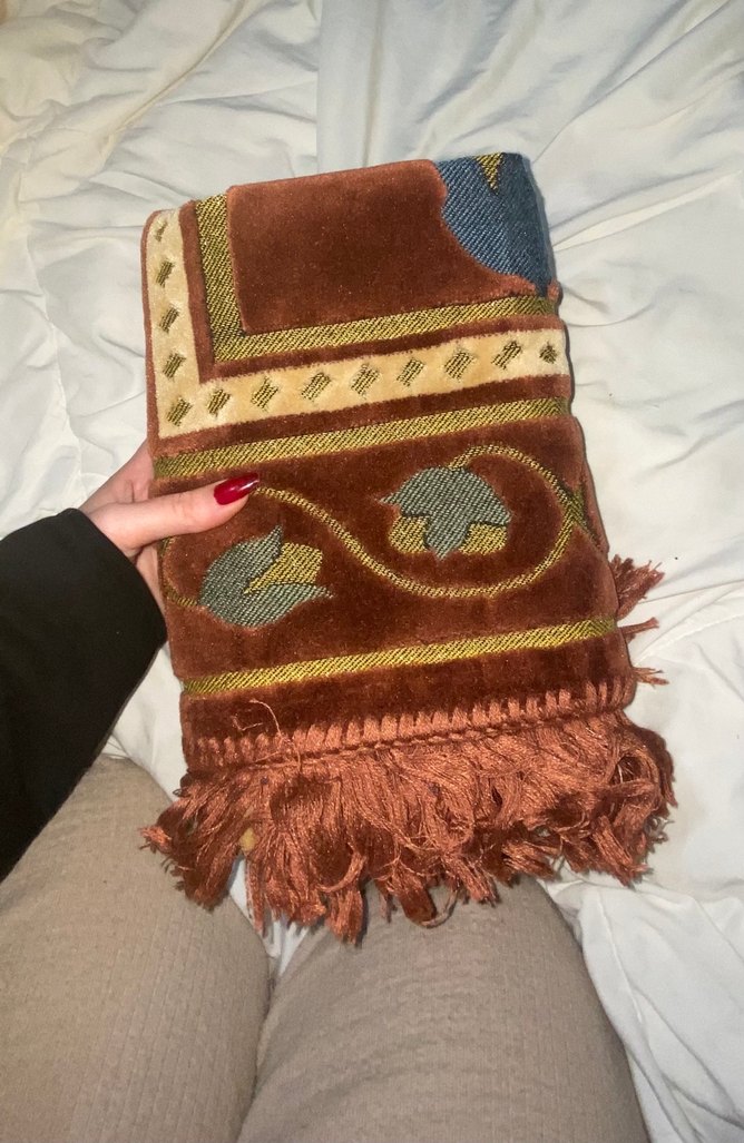 Koyu Kahverengi Nakışlı Geleneksel seccade - Görsel 5