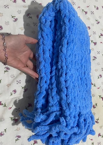 Mavi Örgü kadın atkı - Görsel 6